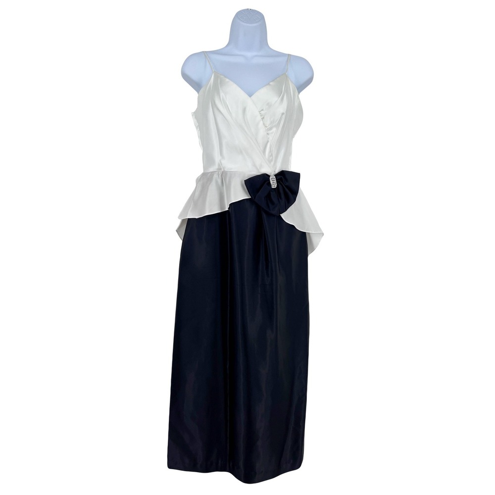 vintage 80s prom dress black and white bow 1980s